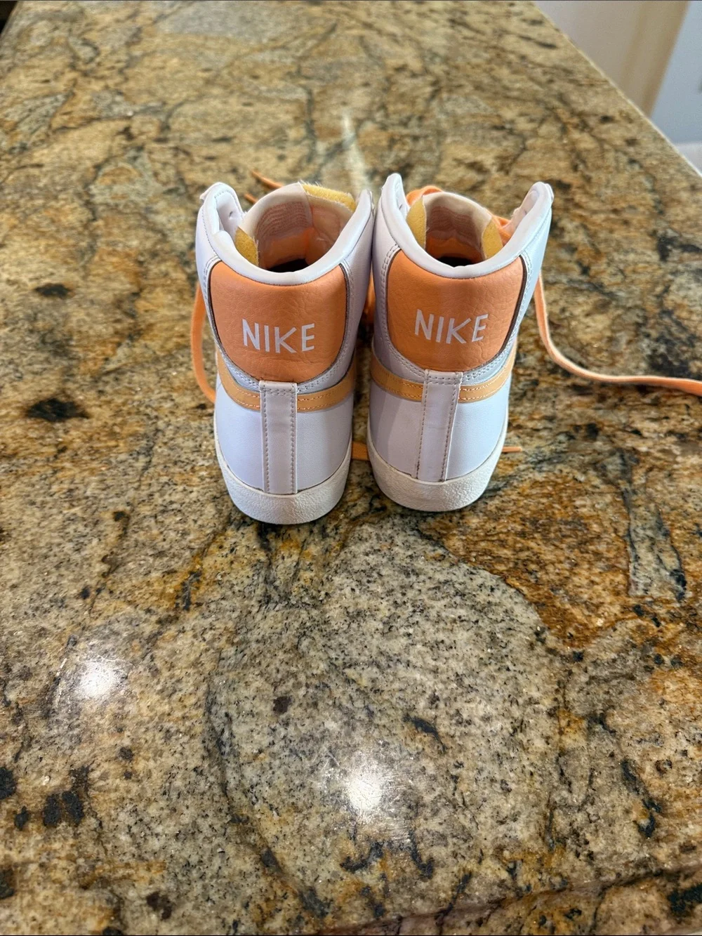 Nike White and Orange High-Top Sneakers